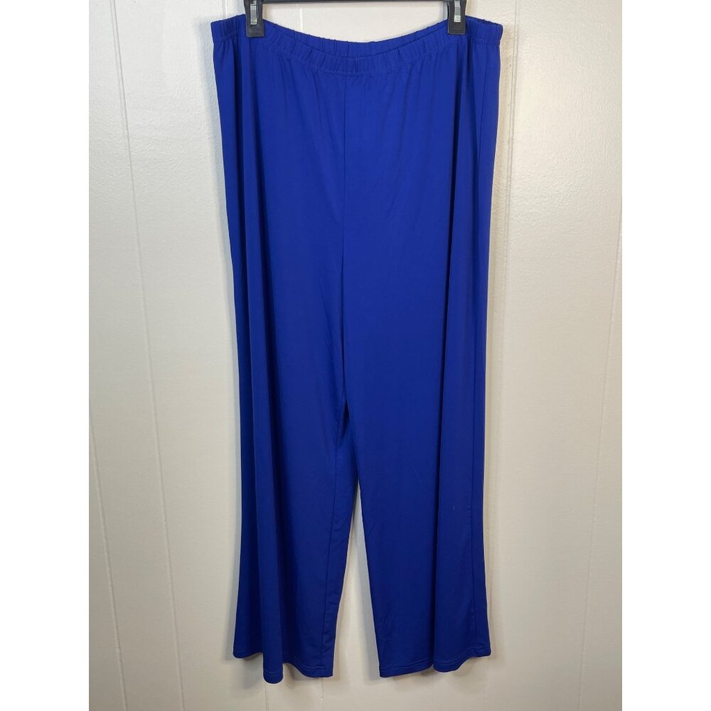 Bob Mackie Womens XLP Blue Wide-Leg Pants Polyester Spandex NEW